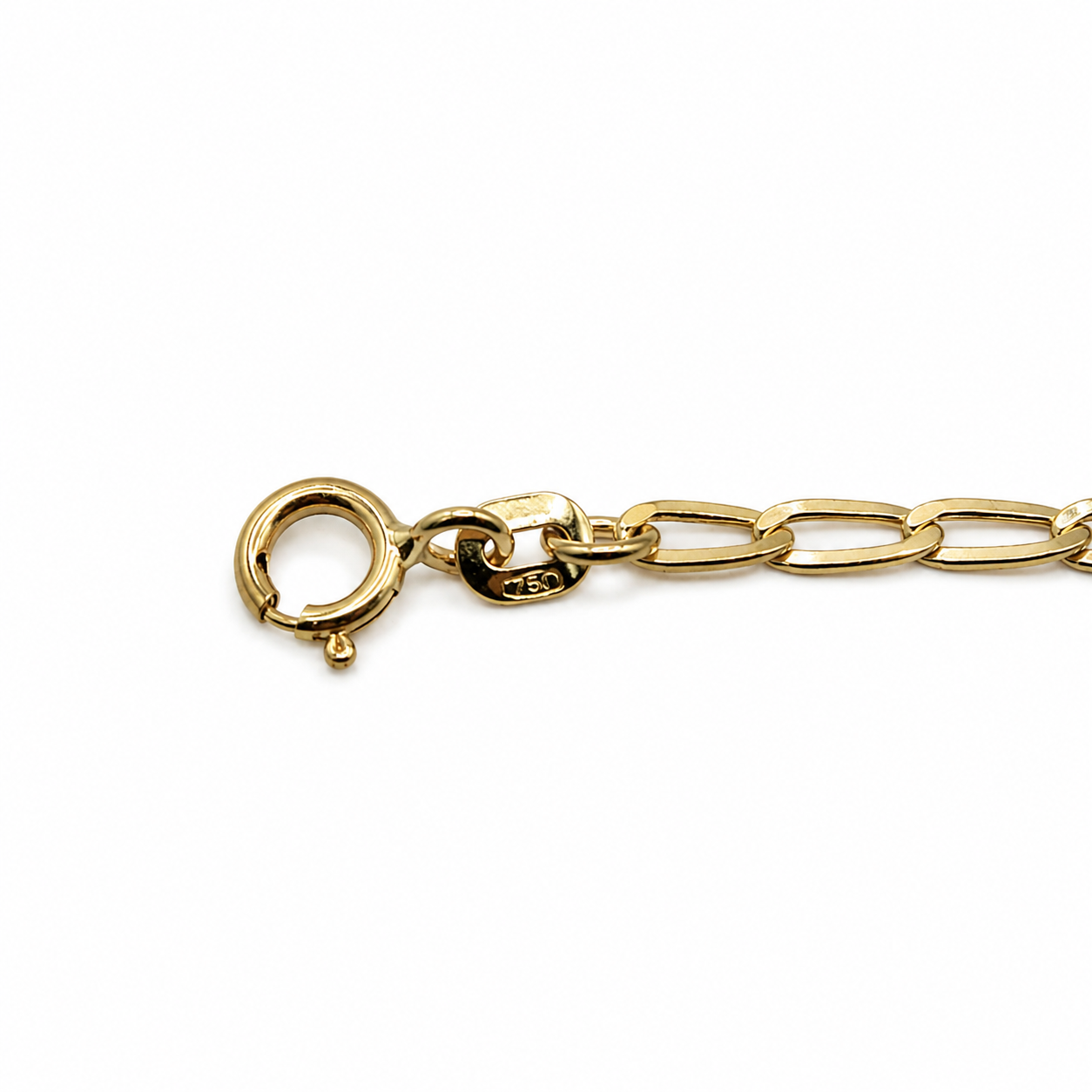Dettaglio Chiusura Anello a Molla e Punzone 750 Bracciale Oro Bambino 18kt