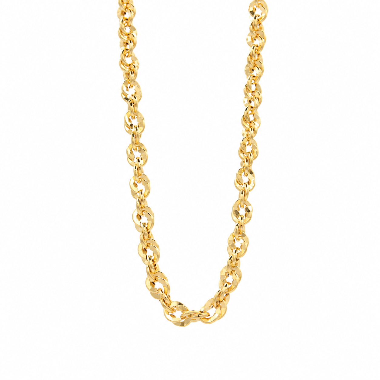 "Collana catena da uomo e donna a maglia iride in oro giallo 18 carati Made in Italy , lunghezza 50 cm, spessore 3,62 mm e peso 6,31 grammi."